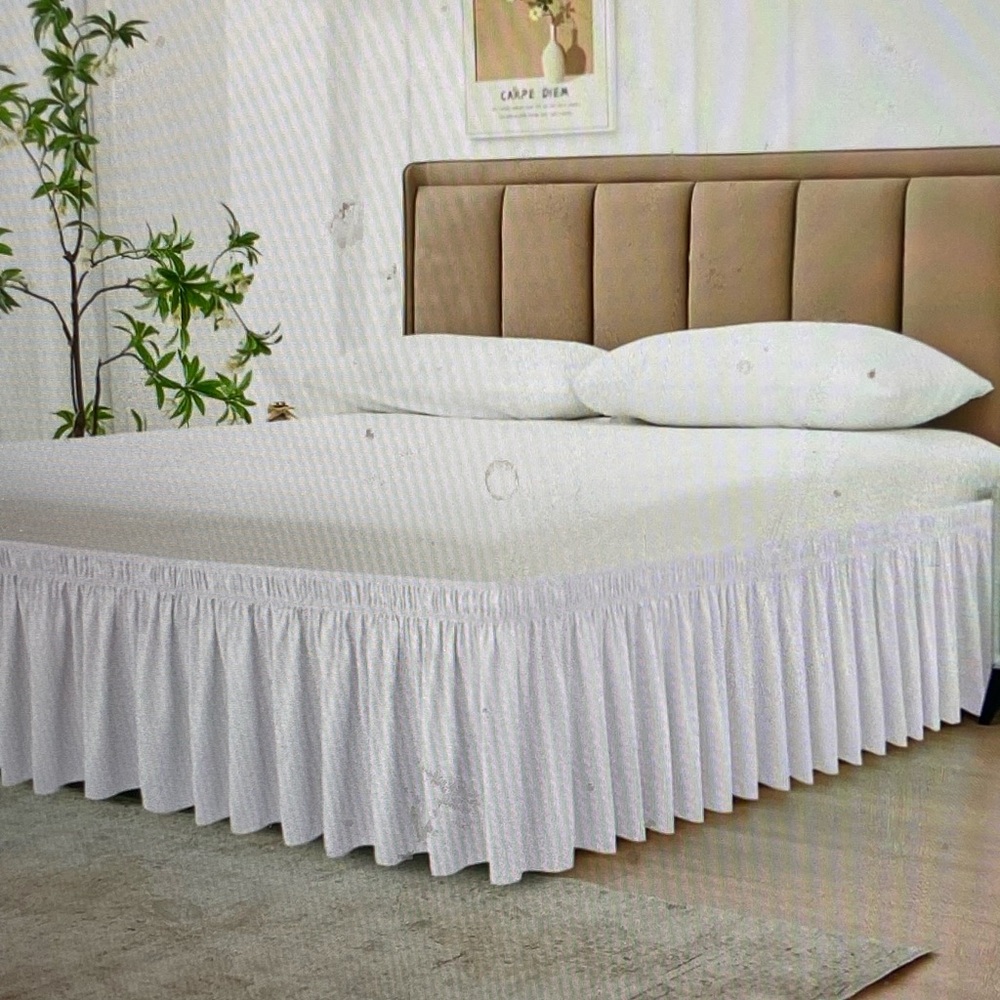 King size Elegant White Bed Skirt